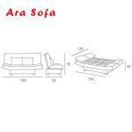 عکس سایز کاناپه تخت شو آرا سوفا مدل B10