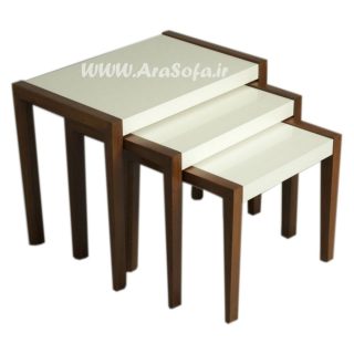میز عسلی سفید سه پارچه مدل : mst6